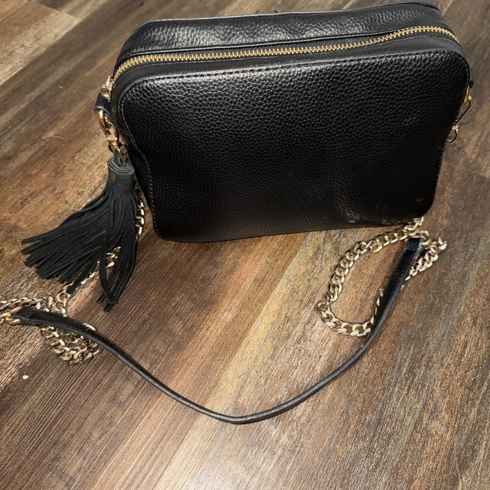 Madison West Black Crossbody Bag with Gold Chain